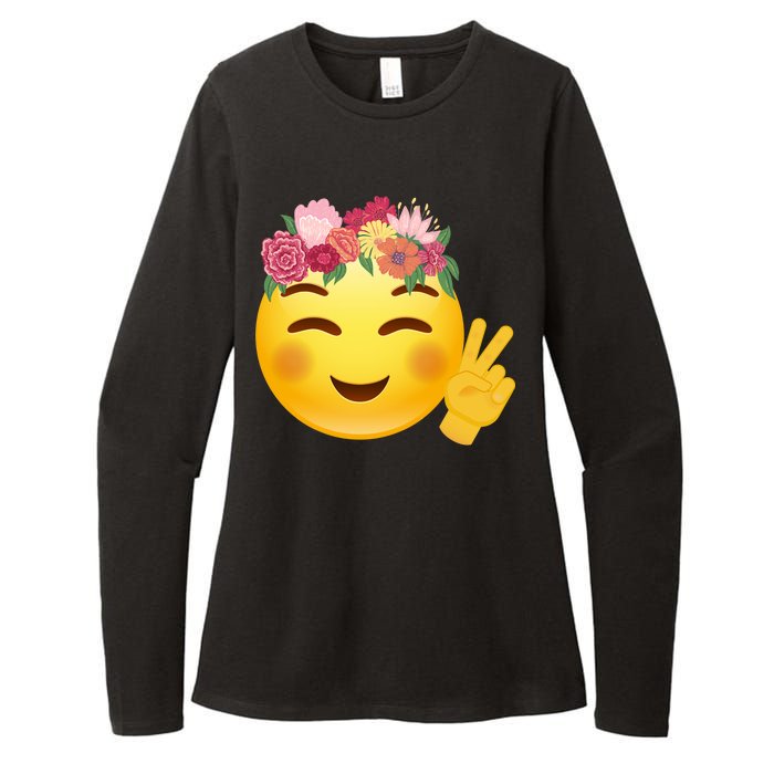 Flower Crown Emoji Womens CVC Long Sleeve Shirt