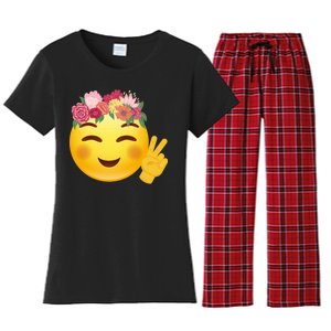 Flower Crown Emoji Women's Flannel Pajama Set