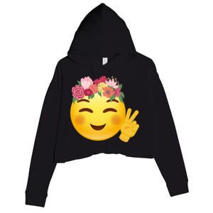 Flower Crown Emoji Crop Fleece Hoodie