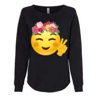 Flower Crown Emoji Womens California Wash Sweatshirt