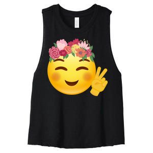 Flower Crown Emoji Women's Racerback Cropped Tank