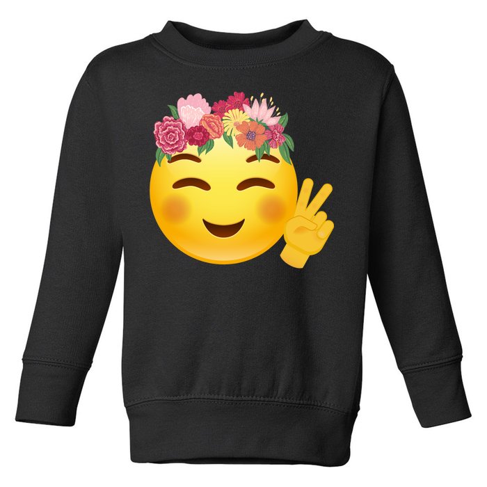 Flower Crown Emoji Toddler Sweatshirt