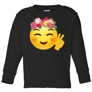 Flower Crown Emoji Toddler Long Sleeve Shirt