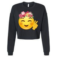 Flower Crown Emoji Cropped Pullover Crew