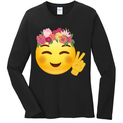 Flower Crown Emoji Ladies Long Sleeve Shirt