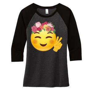 Flower Crown Emoji Women's Tri-Blend 3/4-Sleeve Raglan Shirt