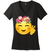 Flower Crown Emoji Women's V-Neck T-Shirt