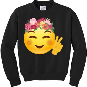 Flower Crown Emoji Kids Sweatshirt