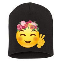 Flower Crown Emoji Short Acrylic Beanie