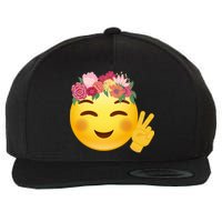 Flower Crown Emoji Wool Snapback Cap