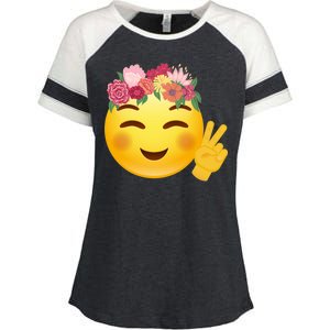 Flower Crown Emoji Enza Ladies Jersey Colorblock Tee