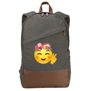 Flower Crown Emoji Cotton Canvas Backpack