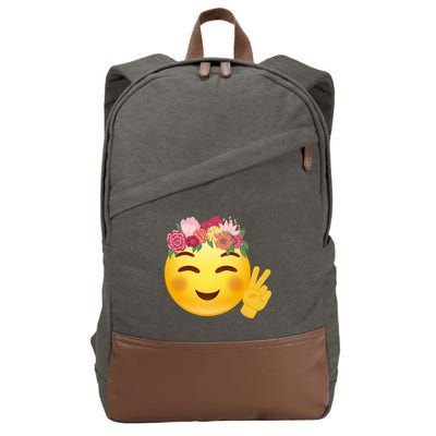 Flower Crown Emoji Cotton Canvas Backpack
