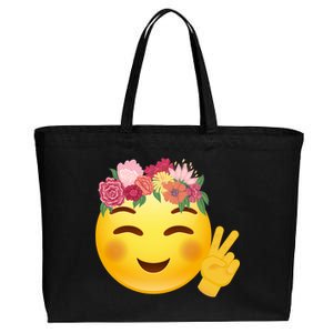 Flower Crown Emoji Cotton Canvas Jumbo Tote