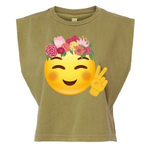 Flower Crown Emoji Garment-Dyed Women's Muscle Tee