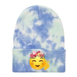 Flower Crown Emoji Tie Dye 12in Knit Beanie