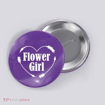 Flower Girl Heart Button