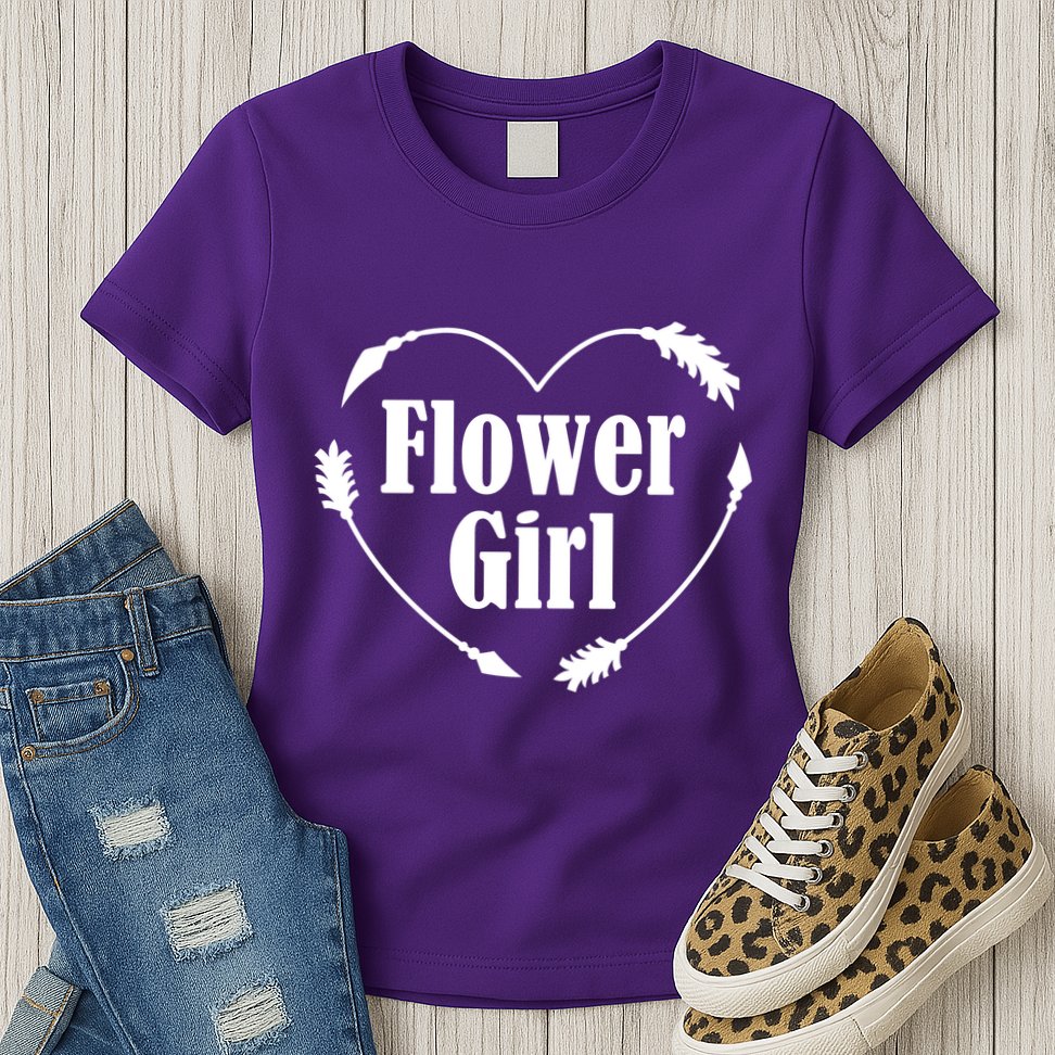 Flower Girl Heart Womens T-Shirt