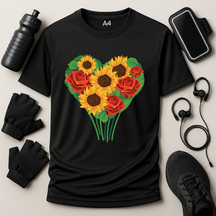 Flower Heart Bouquet Cooling Performance Crew T-Shirt