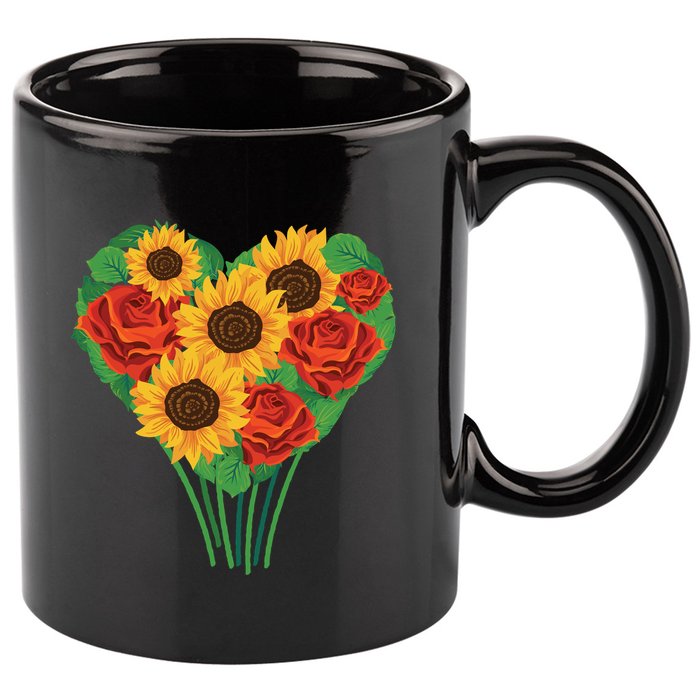 Flower Heart Bouquet 11oz C Handle Ceramic Mug