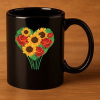Flower Heart Bouquet 11oz C Handle Ceramic Mug