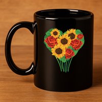 Flower Heart Bouquet 11oz C Handle Ceramic Mug
