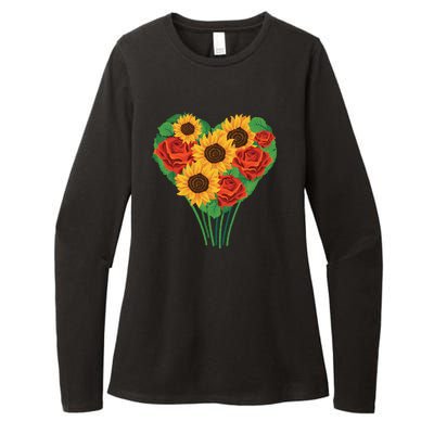 Flower Heart Bouquet Womens CVC Long Sleeve Shirt