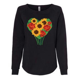 Flower Heart Bouquet Womens California Wash Sweatshirt