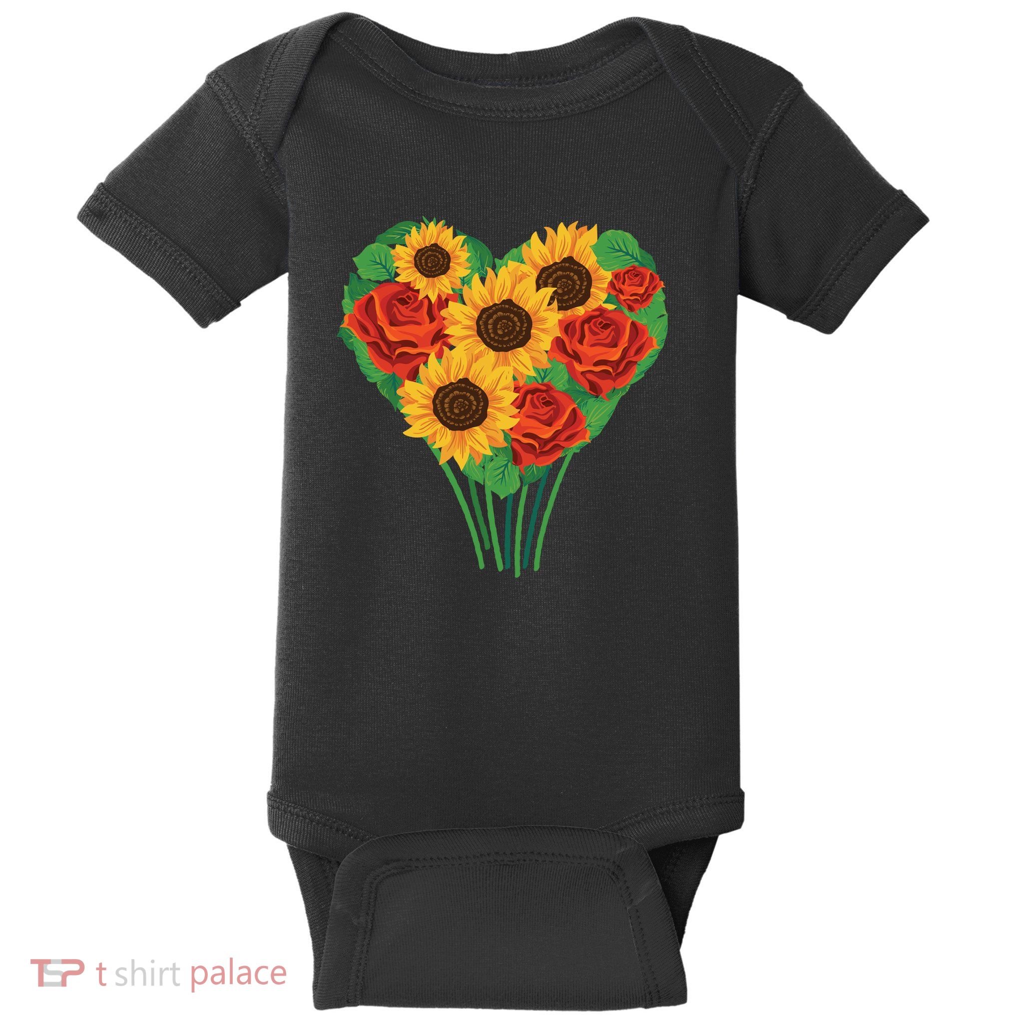Flower Heart Bouquet Baby Bodysuit