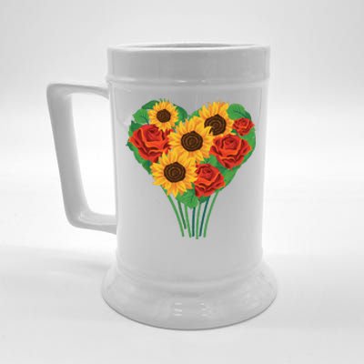 Flower Heart Bouquet Beer Stein