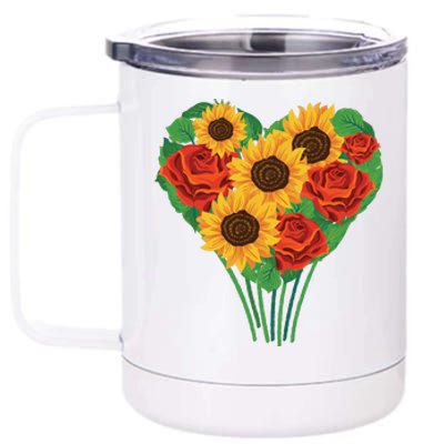 Flower Heart Bouquet 12 oz Stainless Steel Tumbler Cup