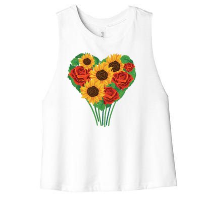 Flower Heart Bouquet Women's Racerback Cropped Tank