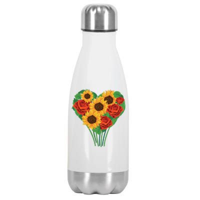 Flower Heart Bouquet Stainless Steel Insulated Water Bottle