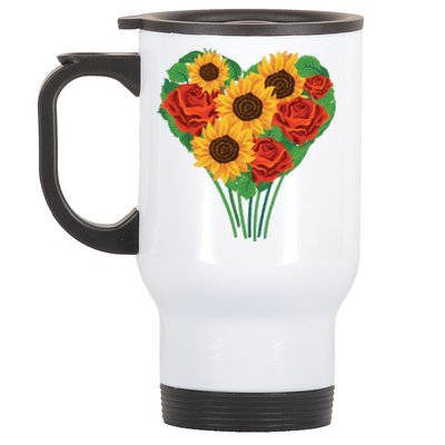 Flower Heart Bouquet Stainless Steel Travel Mug