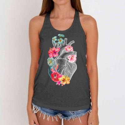 Flower Heart Floral Women's Knotted Racerback Tank
