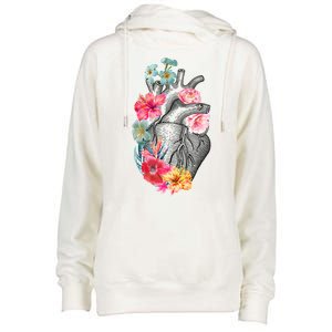 Flower Heart Floral Womens Funnel Neck Pullover Hood