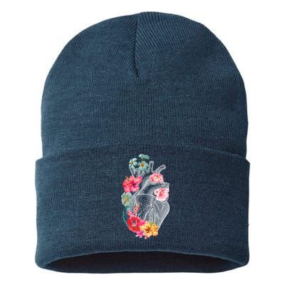 Flower Heart Floral Sustainable Knit Beanie