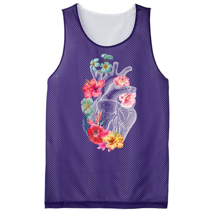 Flower Heart Floral Mesh Reversible Basketball Jersey Tank