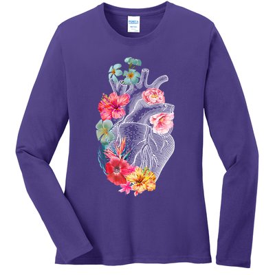 Flower Heart Floral Ladies Long Sleeve Shirt