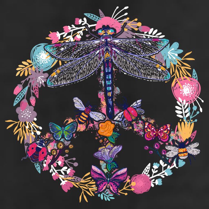 Flower Peace Bugs 7 Panel Mesh Trucker Snapback Hat