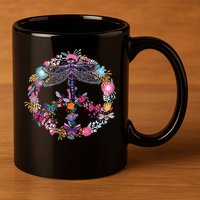 Flower Peace Bugs 11oz C Handle Ceramic Mug