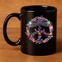 Flower Peace Bugs 11oz C Handle Ceramic Mug