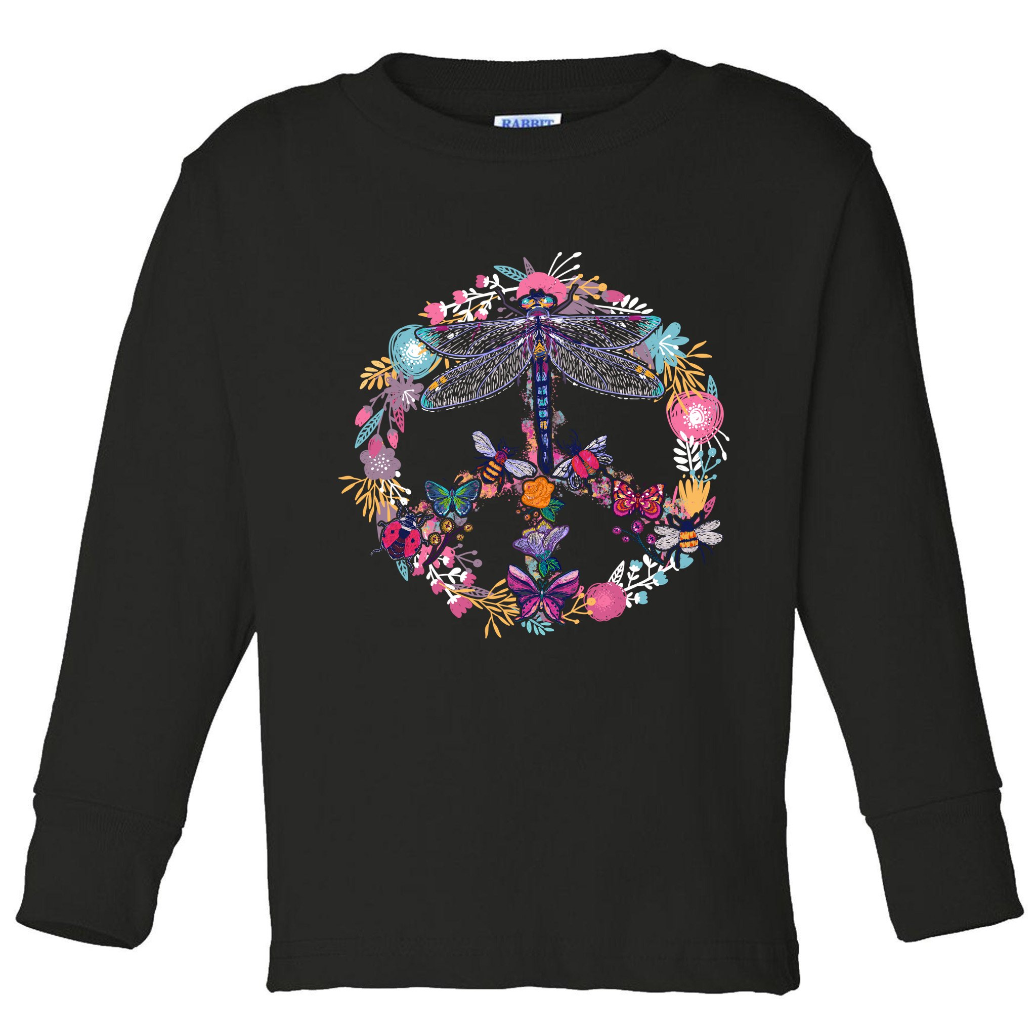 Flower Peace Bugs Toddler Long Sleeve Shirt