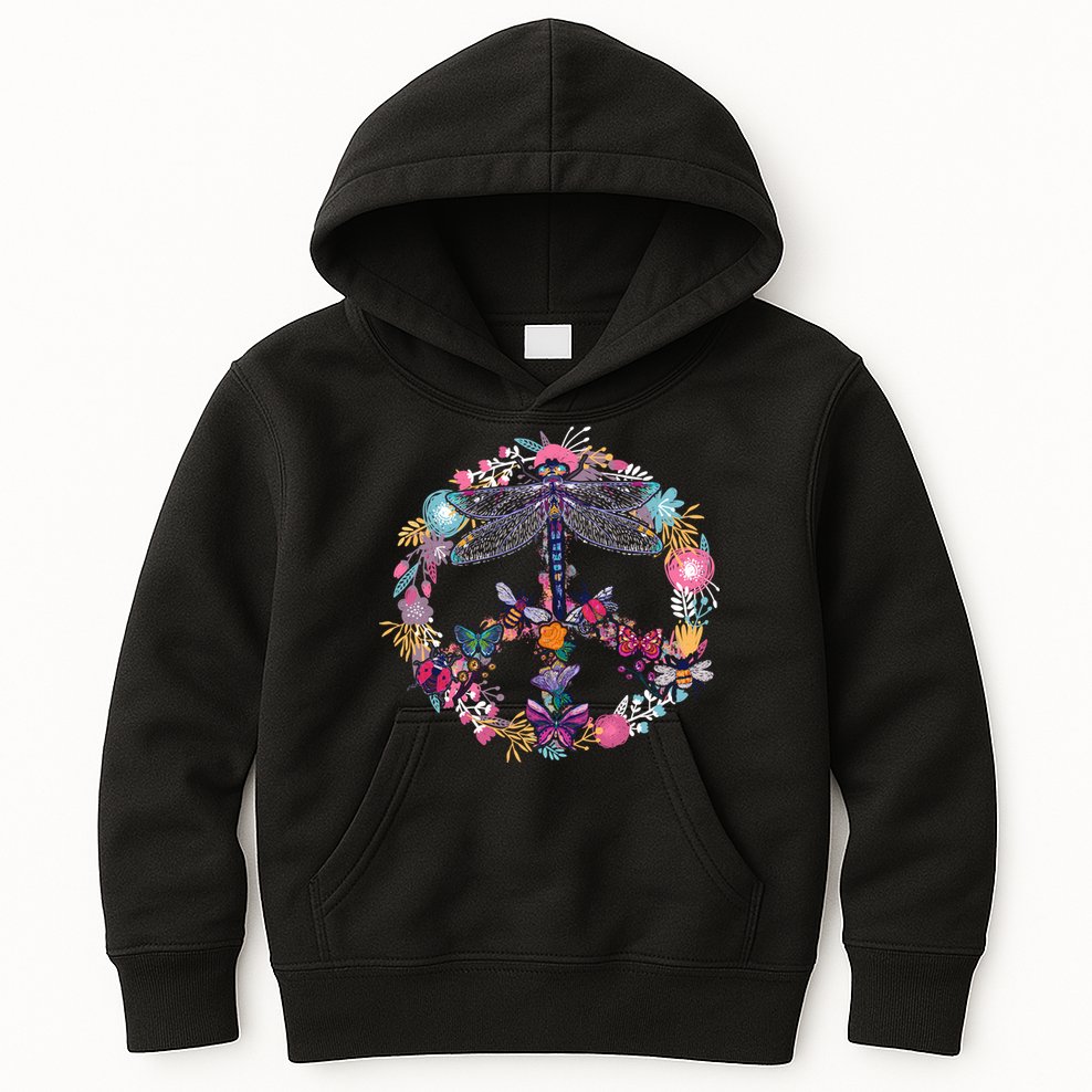 Flower Peace Bugs Kids Hoodie