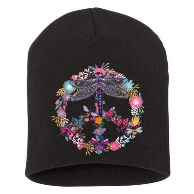 Flower Peace Bugs Short Acrylic Beanie