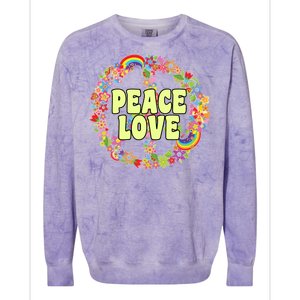 Flower Peace Love Sign Colorblast Crewneck Sweatshirt