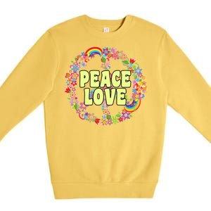 Flower Peace Love Sign Premium Crewneck Sweatshirt