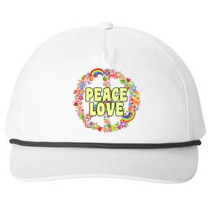 Flower Peace Love Sign Snapback Five-Panel Rope Hat