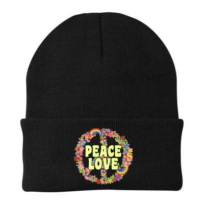Flower Peace Love Sign Beanie