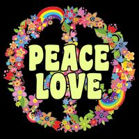 Flower Peace Love Sign Drawstring Bag